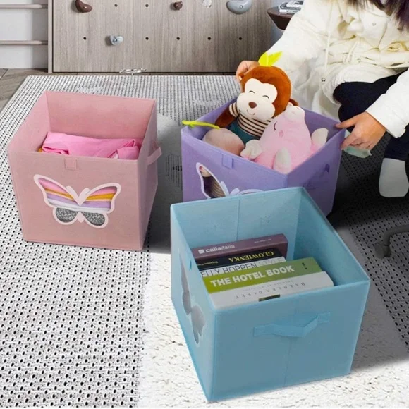 Set 4 Cube Storage Bins Organizer Container,12x12 Foldable Plastic Storage